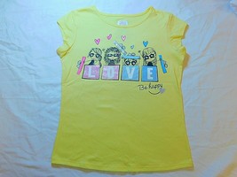 365 Kids Girls Short Sleeve Tee Shirt Size 8 Presents Love be Happy Fun Yellow - £9.27 GBP