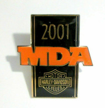 Harley Davidson 2001 MDA Ride Enamel Lapel Pin Orange &amp; Black Imperfect  - £11.78 GBP