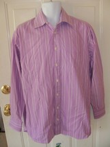 Burberry London  Purple/White Striped Cotton Dress Shirt Size 16 Men&#39;s EUC - £35.28 GBP