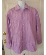 Burberry London  Purple/White Striped Cotton Dress Shirt Size 16 Men&#39;s EUC - $57.95