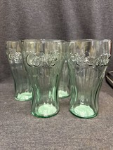 Coca-Cola Green Tumbler Soda Retro Glasses 6” Indiana Glass 16.75 oz. Se... - $14.11