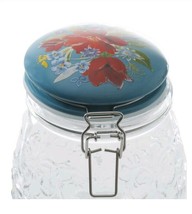 Pioneer Woman ~ Spring Bouquet Embossed Clamp Jar w/Ceramic Lid  ~ 106 Ounce Jar - £30.15 GBP