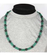 Black Onyx and Green Jade Necklace for Men/Women - Beaded Gemstone Jewel... - £25.99 GBP