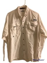 Men&#39;s White Columbia PFG Shirt Size Medium Bahama Long Sleeve Lightweight - $26.72