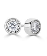 1/4Cttw Diamond Bezel Stud Earrings Set In 14K White Gold by Fifth and Fine - $156.99