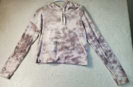 The Lounge Life Softest Hoodie Women Medium Brown White Tie Dye Knit Long Sleeve - £11.97 GBP