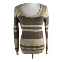 Forever 21 Womens Sweater Size Medium Long Sleeve Brown Striped Pull Ove... - £11.41 GBP