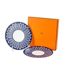 Hermes Bleus d&#39;Ailleurs Set of 2 Dinner Plate 27 cm porcelain tableware blue - £1,638.71 GBP
