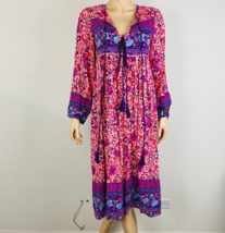 R Vivimos Bohemian Boho Style Paisley Floral Peasant Lounge Midi Dress S 4 / 6 - £39.04 GBP