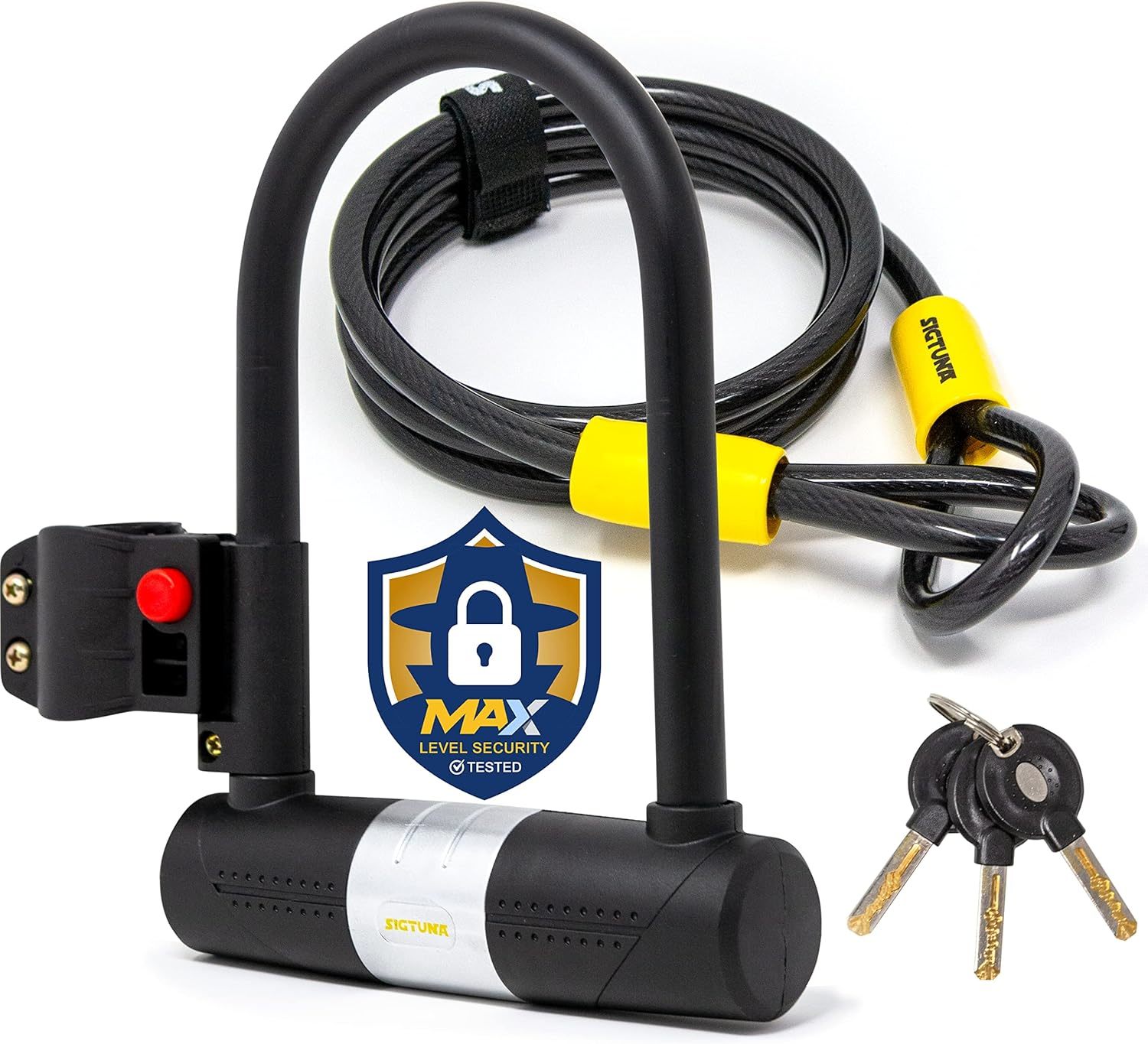 16Mm Heavy Duty U Lock With U-Lock Shackle And Bicycle Lock Mount Holder... - $39.93