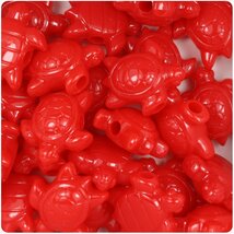 BeadTin Bright Red Opaque 23mm Sea Turtle Shaped Plastic Pony Beads (24pcs) - $2.39
