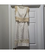 VTG Joseph Magnin Womens Two-Piece Sleeveless Winter White Lace Trim Dre... - $196.29 CAD