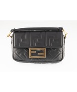 Fendi Embossed FF Mini Baguette Bag Black Leather Gold HW Box and Dustbag - $2,426.67 CAD