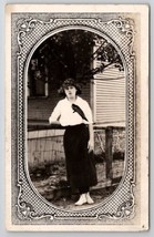 RPPC Art Nouveau Masked Border Lovely Young Edwardian Girl Photo Postcard R30 - £10.14 GBP