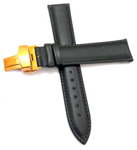 18mm 20mm 22mm 24mm Black Watch Band Strap With Deployment Golden Buckle - £15.62 GBP