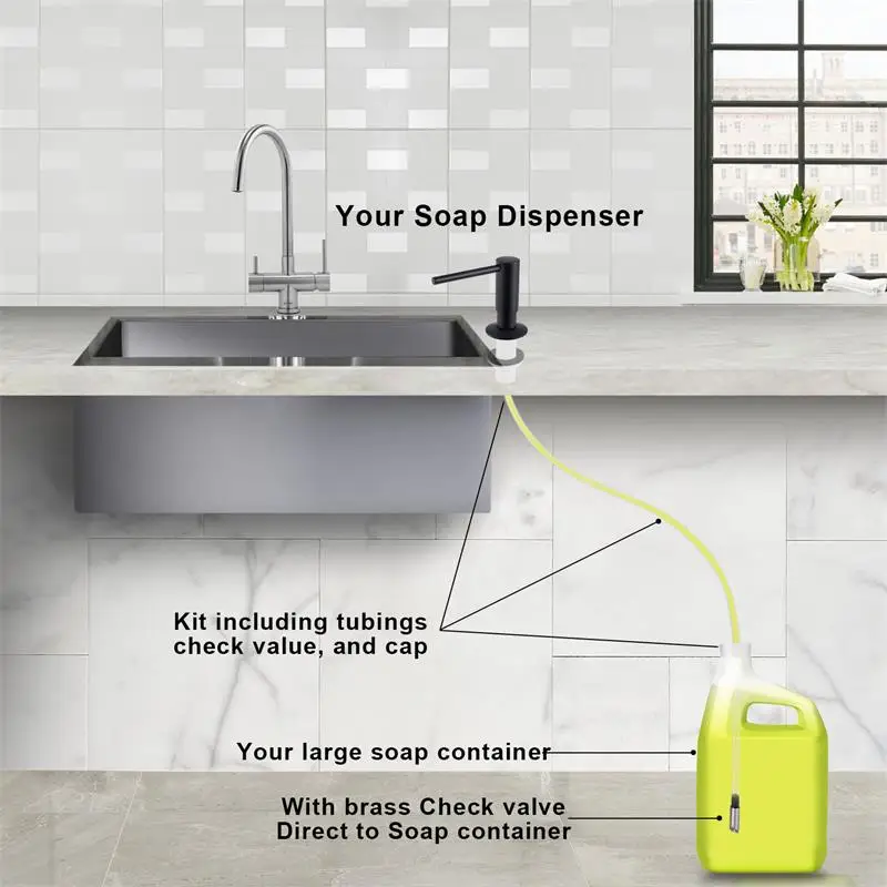 House Home Samodra liquid Soap Dispenser With Extension Tube Kit BrA Pump Head F - £55.13 GBP