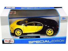 Bugatti Chiron Yellow and Black 1/24 Diecast Model Car by Maisto - $38.07