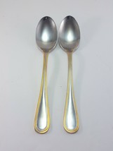 International Silver Royal Bead Gold Table Spoons Set of 2 Stainless Gold Accent - £20.02 GBP