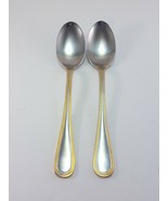 International Silver Royal Bead Gold Table Spoons Set of 2 Stainless Gol... - $25.60