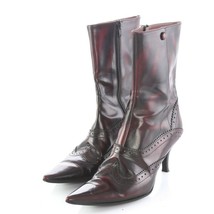 Vera Gomma Red Black Pointed Toe Mid Calf Boots Pointed Toe Womens EUR 3... - $59.23
