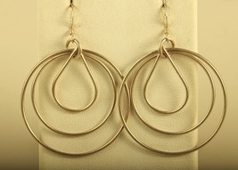 Vintage Sterling Signed 925 Handmade Multi Circle Hoop Wire Dangle Hook Earrings - £35.04 GBP