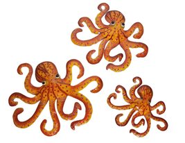 World Bazzar Huge Beautiful Unique Sea Oc EAN Set Of 3 Octopus Family Metal Tropic - $49.44