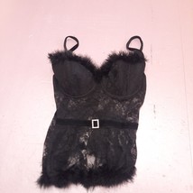 Coquette Teddy Bra Women Black Medium Sexy Lace Feathers - £18.06 GBP