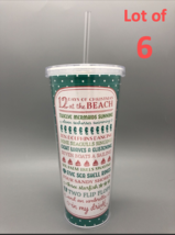 Lot of 6 Acrylic Tumbler Cup Straw 12 Days of Christmas at Beach Party F... - $279.00 MXN