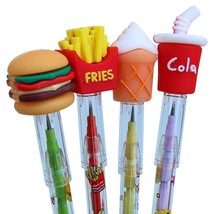 Pack of 4 Fast Food Colorful Pencils for Boys,Girls with Fancy Tops Retu... - £19.45 GBP