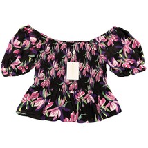NEW WAYF Where Are You From Blouse Large Off Shoulder Cropped Peplum Floral - £16.34 GBP