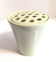 Ceramic Light Green Vase With Flower Frog To Arrange Flowers - $18.70