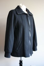Vtg Nor&#39;Wester M/L Black Wool Jacket Car Coat Plaid Tartan Lining 41&quot; Chest - £18.48 GBP