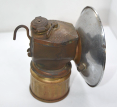 Vintage JUSTRITE, USA Coal Miner Brass Small Carbide Headlamp Hat Lamp Good cond - £54.45 GBP