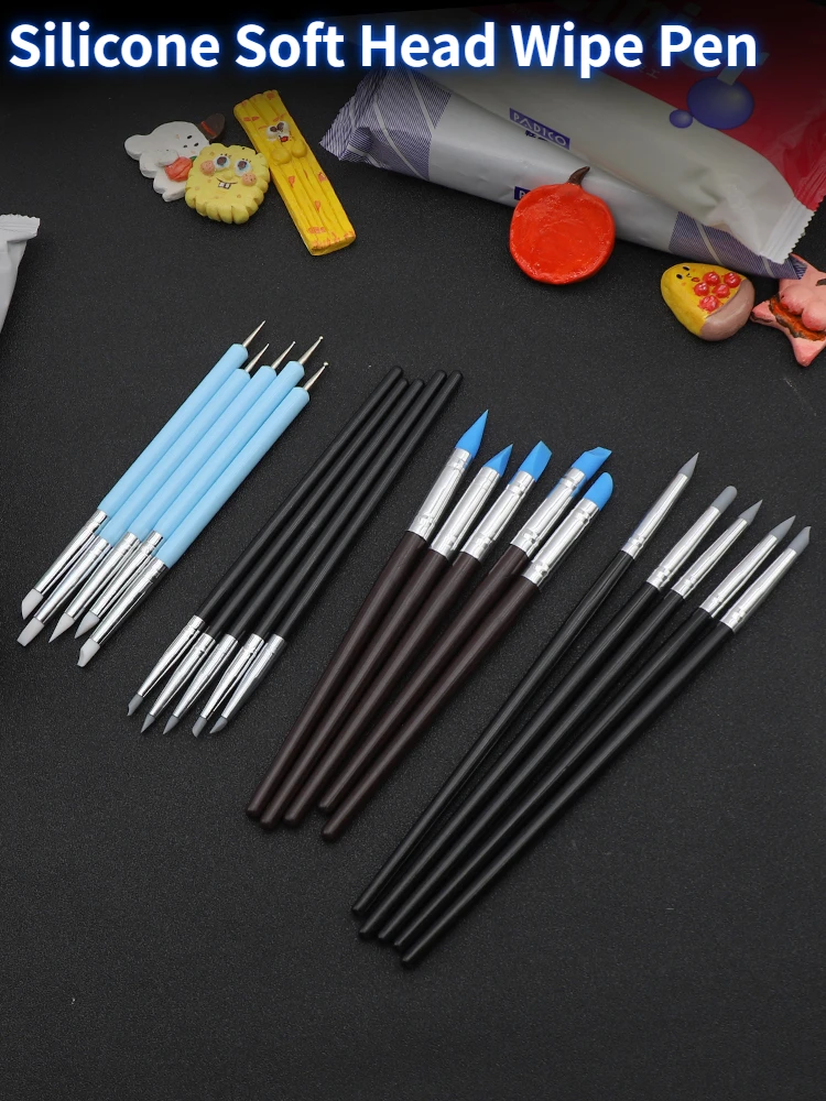 5pcs/lot Silicone Soft Head Wipe Pen Clay Soft Pottery Model Making Tools for - £11.54 GBP+