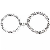 2 Pcs Punk Best Friend Bracelet For Women Stainless Steel Armband Silver Color C - £12.40 GBP