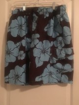 1 Pc Sonoma Men&#39;s Blue Floral Print Swim Shorts Attached Brief Liner Size L - $38.61