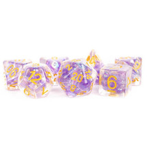 Resin Pearl Polyhedral Dice Set 16mm - Purple &amp; Gold - £27.45 GBP