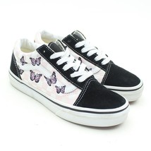 VANS Old Skool Little Girls Black Pink Checkerboard Butterfly Sneakers Youth 2 - $19.79