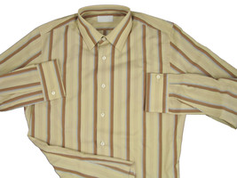 NEW WITH BOX $695 Prada Shirt! 17.5 e 44   XL  *Slim Fit*   *Tan &amp; Brown Stripe* - £175.85 GBP