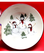 St. Nicholas Square Yuletide Snowmen 11&quot; Ceramic Serving Bowl Holiday Xmas - €25,98 EUR