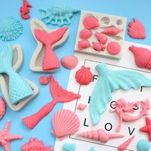 Sea Creatures Conch Starfish Shell Fondant Cake Candy Silicone Molds Cak... - $11.99+