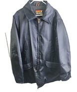 Antler Satin Jacket Anorak Mens Large Navy Blue Quilted Pockets Vintage USA - $658.43 MXN