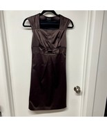 BCBG Vintage Brown Satin Sleeveless Sheath Pencil Dress Cocktail Size 2/... - $37.62