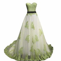 Vintage Sage Lace Long A Line Sweetheart White Prom Dress Wedding Gown US 12 - £134.16 GBP