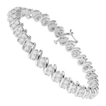 1.30Ct Rund Schliff Moissanit Zweireihig Tennis Armband IN Sterlingsilbe... - $237.05