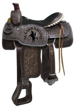 Antiqued Tooled Suede Seat Leather Barrel Saddle With tack set and free ... - $5,936.28 MXN+