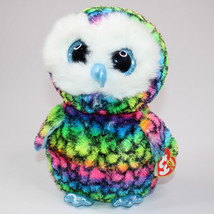 TY BEANIE BOOS Aria Owl Retired Claire’s Exclusive Rainbow Tie Dye Blue ... - £8.38 GBP