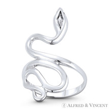 Snake Spirit Animal Serpentine Charm Boho Long Gypsy Ring in 925 Sterling Silver - £17.25 GBP