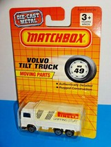 Matchbox 1992 Release MB 49 Volvo Tilt Truck White PIRELLI Gripping Stuf... - $8.91