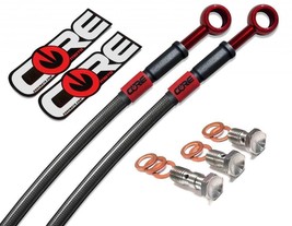 Honda Grom Brake Lines 2016-2023 (Non-ABS) Front Rear Carbon and Red Braided - £103.94 GBP